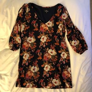 Lulus Navy Floral Print Dress